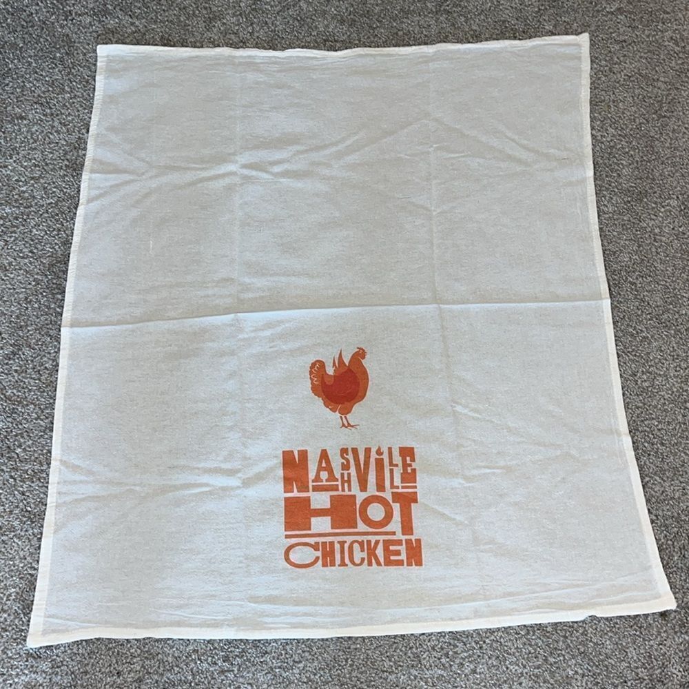 Vintage Authentic Nashville HOT Chicken whiteβcotton crepe Dish Towel kitchen
